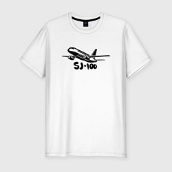Футболка slim-fit Сухой Суперджет 100 черный с надписью, цвет: белый
