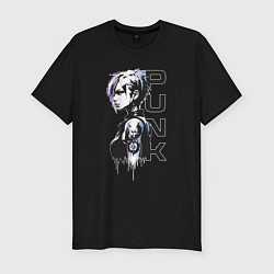 Футболка slim-fit Девушка панк - punk girl, цвет: черный