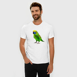 Футболка slim-fit Зеленый попугай, цвет: белый — фото 2