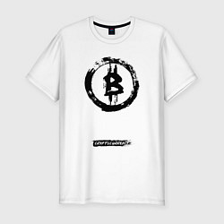 Футболка slim-fit Биткоин - криптовалюта символ, цвет: белый