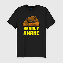 Футболка slim-fit Bearly awake, цвет: черный