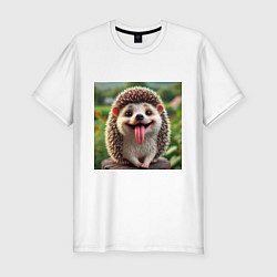 Мужская slim-футболка Милый ежик с высунутым языком