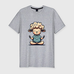 Мужская slim-футболка Медитирующая овечка