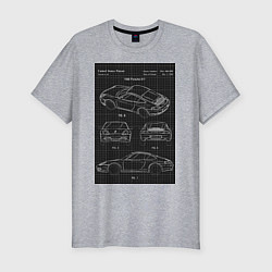 Футболка slim-fit Porsche 911 автомобиль чертеж, цвет: меланж