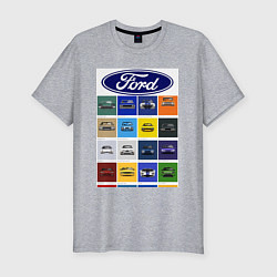 Футболка slim-fit Ford модели, цвет: меланж