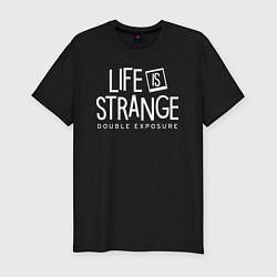 Мужская slim-футболка Life is strange double exposure logo