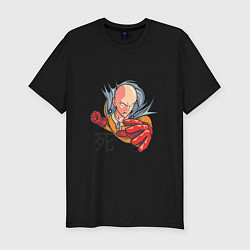 Футболка slim-fit One-Punch Man главный герой, цвет: черный