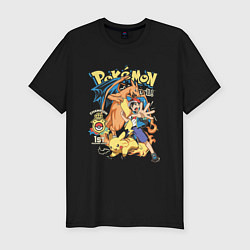 Футболка slim-fit Покемоны все Pokemons, цвет: черный