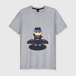 Футболка slim-fit Кот DJ, цвет: меланж