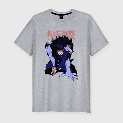 Мужская slim-футболка Магическая битва Мегуми гончая