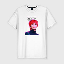 Футболка slim-fit Kim Hong Joong Ateez, цвет: белый