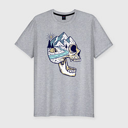 Мужская slim-футболка Черепок и природа