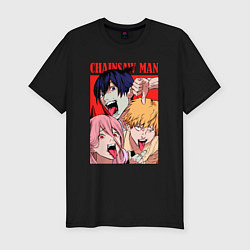 Футболка slim-fit Chainsaw man Аки Пауэр Денджи, цвет: черный