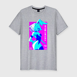 Мужская slim-футболка Девочка зайчик-самурай с катаной - sexy