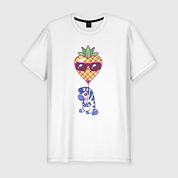 Футболка slim-fit Зебра и ананасовый шарик, цвет: белый