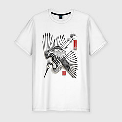 Мужская slim-футболка Традиционный японский журавль