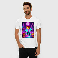 Футболка slim-fit Neon halloween and Minecraft - collaboration, цвет: белый — фото 2