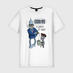 Футболка slim-fit Bender - cheer up a piece of meat, цвет: белый