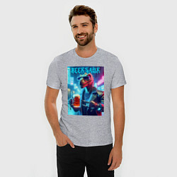 Футболка slim-fit Cyber cool dude Dino - ai art fantasy, цвет: меланж — фото 2