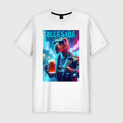 Мужская slim-футболка Cyber cool dude Dino - ai art fantasy