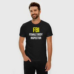 Футболка slim-fit FBI white text, цвет: черный — фото 2