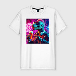 Футболка slim-fit Neon beersaur - neon glow, цвет: белый