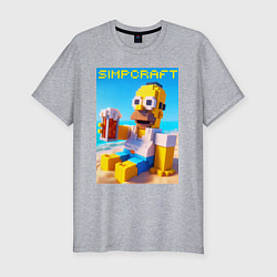 Мужская slim-футболка Minecraft and Simpsons collaboration - ai art