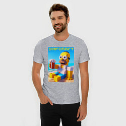 Футболка slim-fit Minecraft and Simpsons collaboration - ai art, цвет: меланж — фото 2