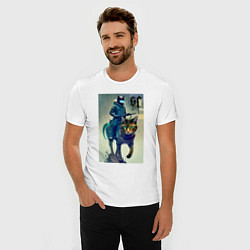 Футболка slim-fit Cat forces - ai art fantasy, цвет: белый — фото 2