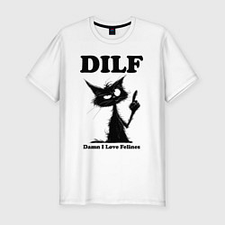 Футболка slim-fit DILF damn I love felines, цвет: белый