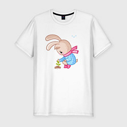 Мужская slim-футболка Зайка посадил цветок