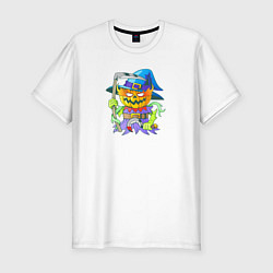 Футболка slim-fit Джек фонарь, цвет: белый