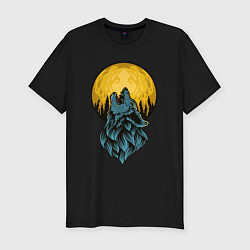 Мужская slim-футболка Крутой волк