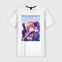 Футболка slim-fit Marin Kitagawa with a pistol - anime, цвет: белый