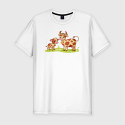 Мужская slim-футболка Телёнок и корова