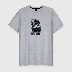Мужская slim-футболка Крутой голубь в очках и надпись - The Boss