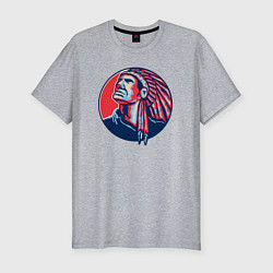 Мужская slim-футболка Гордый апачи