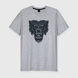 Футболка slim-fit Агрессивный волчище, цвет: меланж