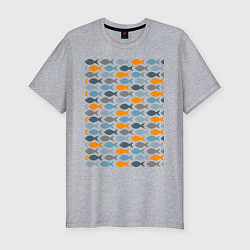 Мужская slim-футболка Стая рыб