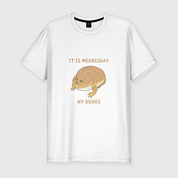 Мужская slim-футболка Жаба из мема среда мои чуваки