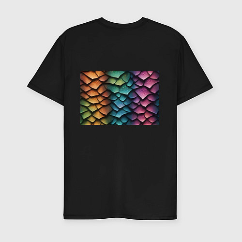 Мужская slim-футболка Цветная чешуя дракона / Черный – фото 2