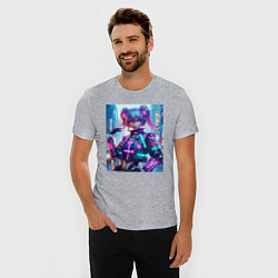 Футболка slim-fit Модная красотка - киберпанк, цвет: меланж — фото 2