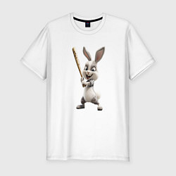 Мужская slim-футболка Заяц спортивный