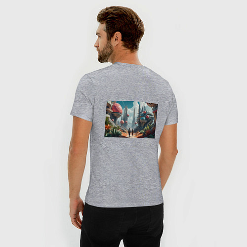 Мужская slim-футболка Планета фантастика / Меланж – фото 4