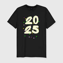 Футболка slim-fit 2025 с разноцветными крапинками, цвет: черный