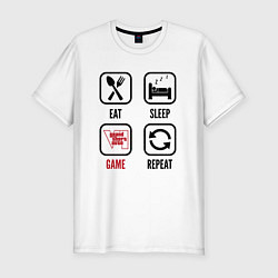 Футболка slim-fit Eat - sleep - GTA6 - repeat, цвет: белый