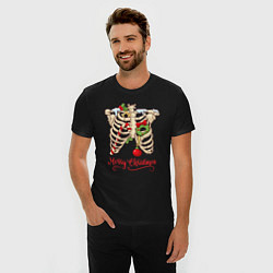 Футболка slim-fit Merry Christmas - skeleton, цвет: черный — фото 2