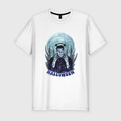 Мужская slim-футболка Хэллоуин Франкенштейн