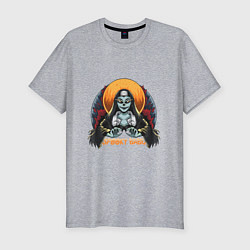 Мужская slim-футболка Хэллоуин монашка