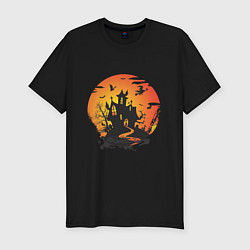 Мужская slim-футболка Хэллоуин ведьмин дом